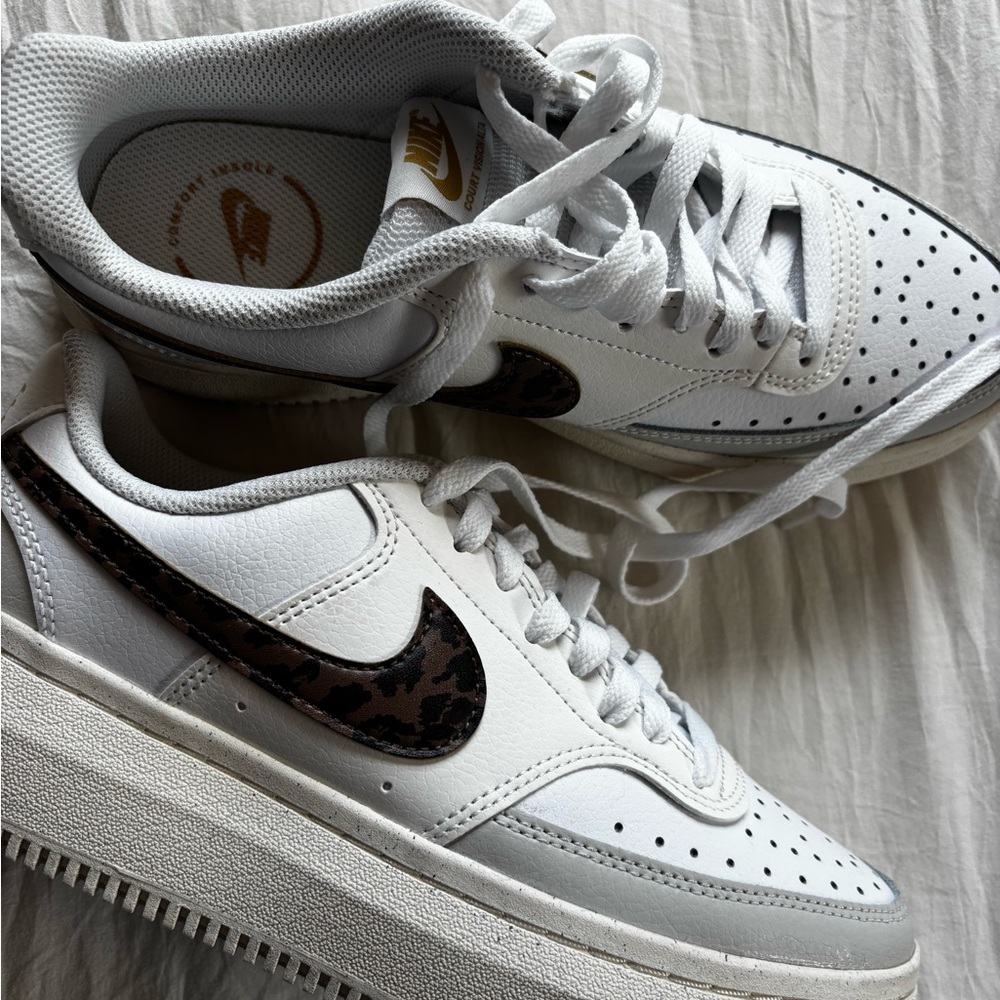 Nike white and leopard sneakers NWOT